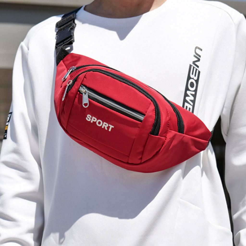 Túi đeo chéo sport đa năng có dải phản quang, túi đeo hông thời trang