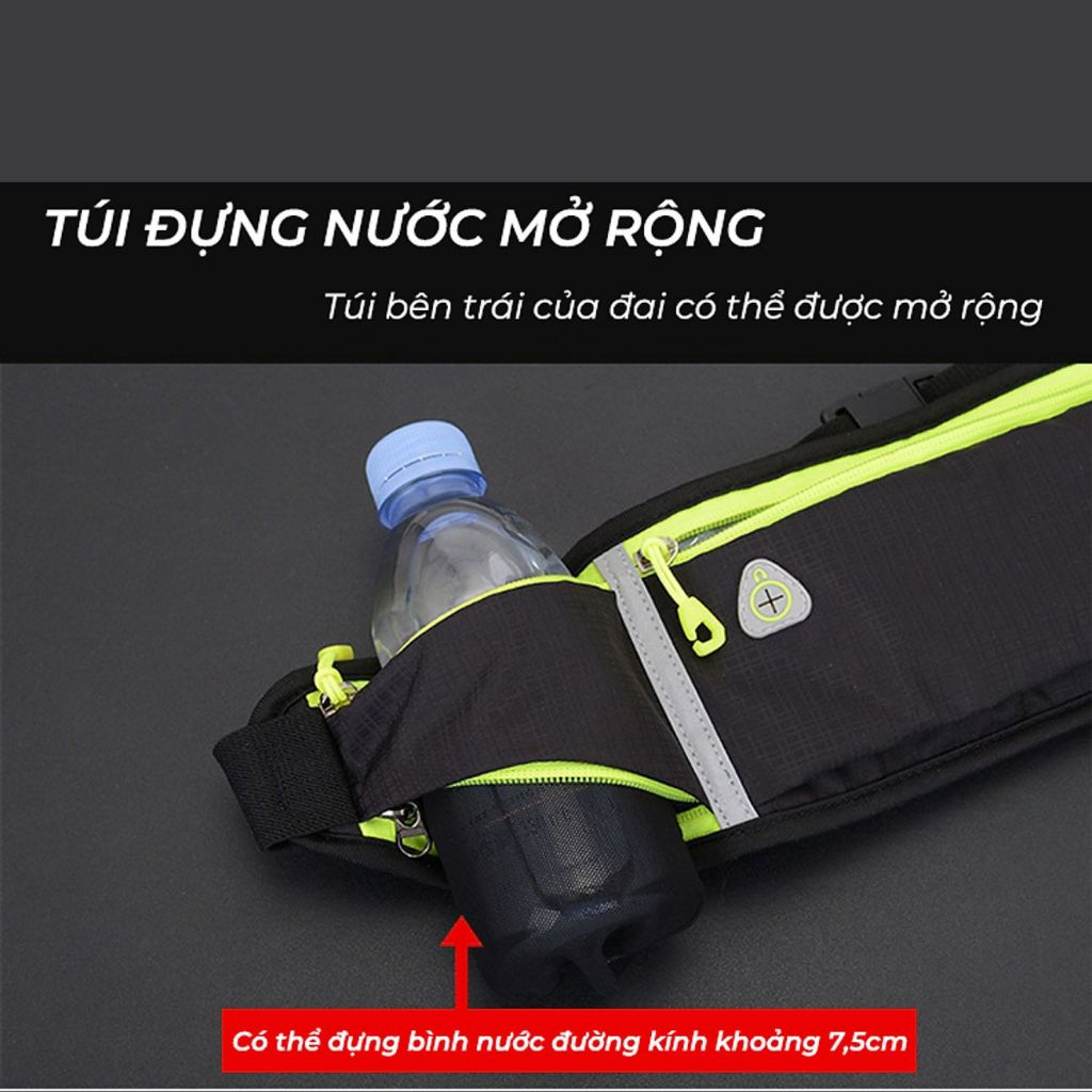 Đai chạy bộ phản quang, khóa kéo đôi, đựng điện thoại, chống thấm nước