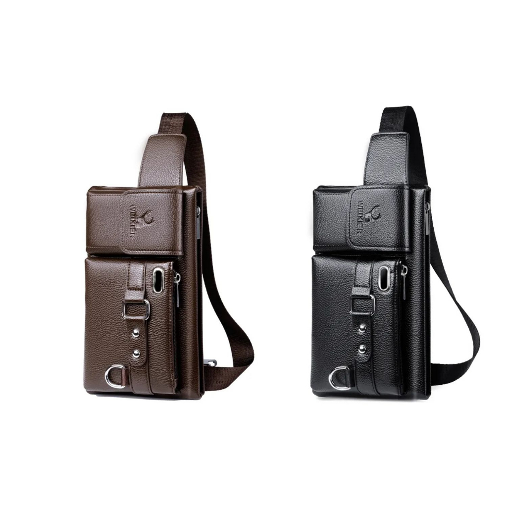 Túi da trơn đeo chéo nam WEIXIER 8117