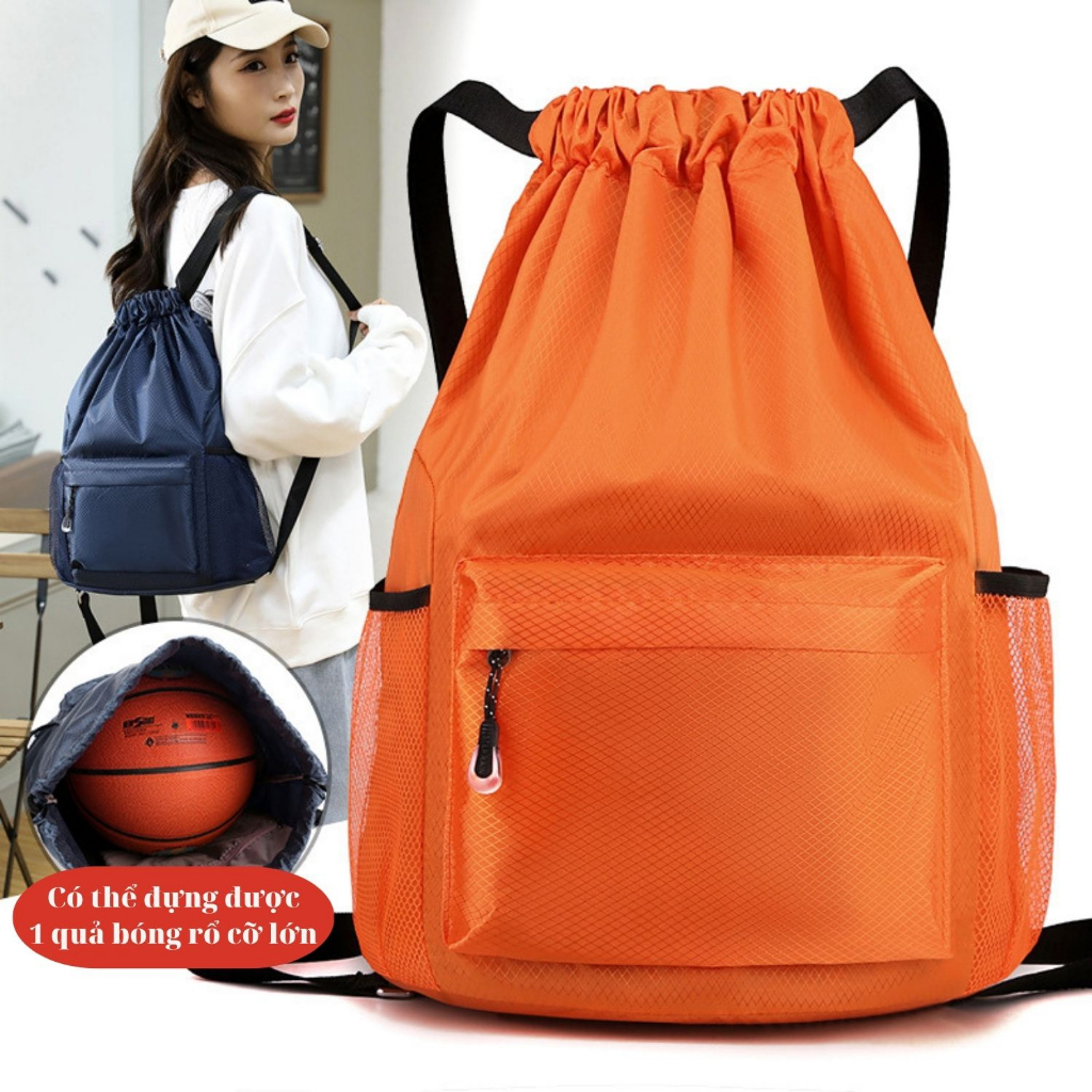Balo dây rút thể thao chống nước, có ngăn đựng bóng, sức chứa lớn