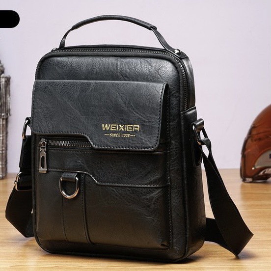 Túi đeo chéo nam dáng đứng phong cách công sở chất liệu da cao cấp Weixier 8642