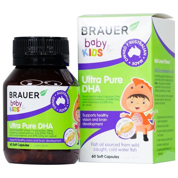 Viên uống Brauer Baby Pure DHA hỗ trợ phát triển não bộ sức khỏe cho mắt