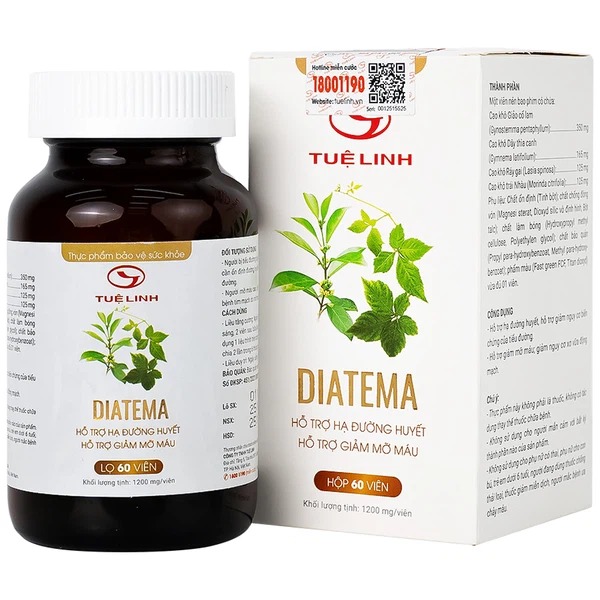 Viên uống Diatema Tuệ Linh hỗ trợ hạ đường huyết giảm mỡ máu