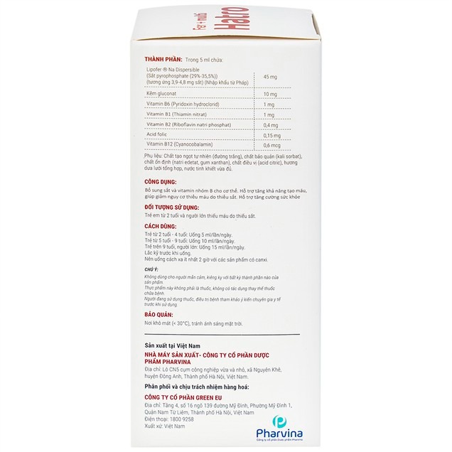 Siro Fer Multi Hatro bổ sung sắt và Vitamin nhóm B cho cơ thể