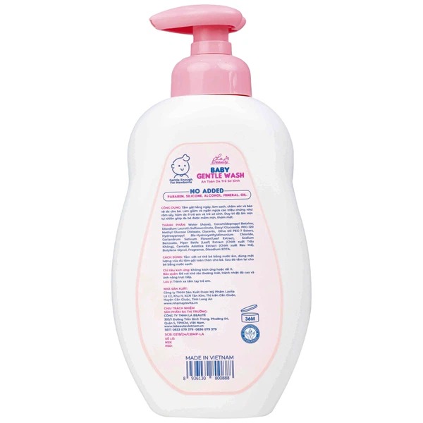 Sữa tắm gội em bé Gentle Wash 500ml La Beauty ngăn ngừa rôm sảy hăm da