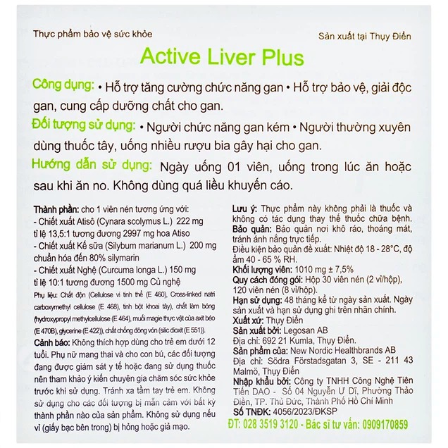 Viên uống Active Liver Plus New Nordic hỗ trợ tăng cường chức năng gan