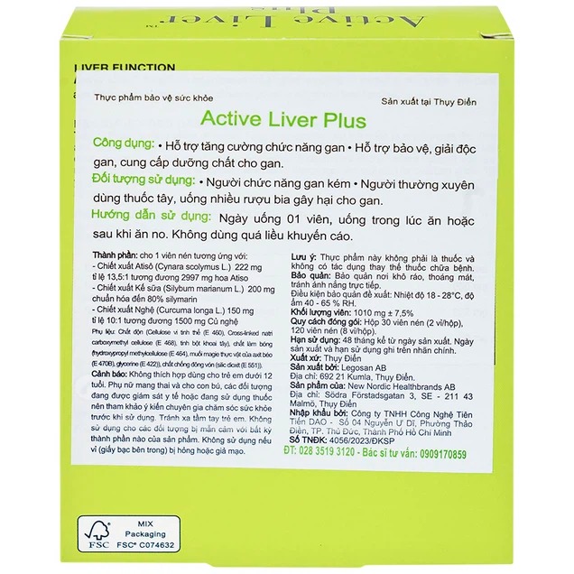 Viên uống Active Liver Plus New Nordic hỗ trợ tăng cường chức năng gan