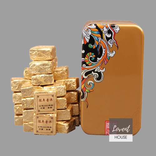 Trà Phổ Nhĩ Chín Tiểu Kim Chuyên 20 năm - Hộp Thiếc 250g - Trà lâu năm, vị dịu sâu