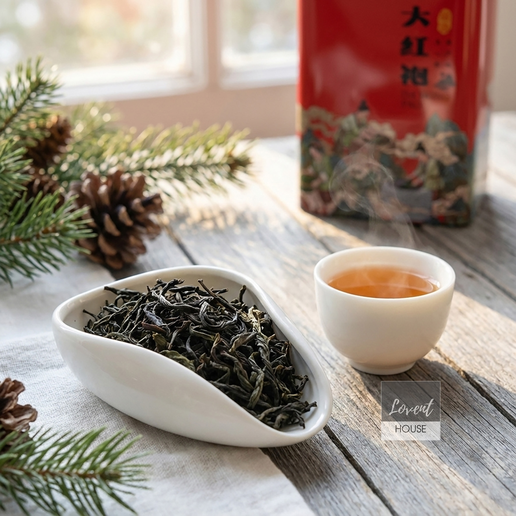 Trà Oolong Đại Hồng Bào Cổ Họa Thanh Sắc hộp thiếc 100g