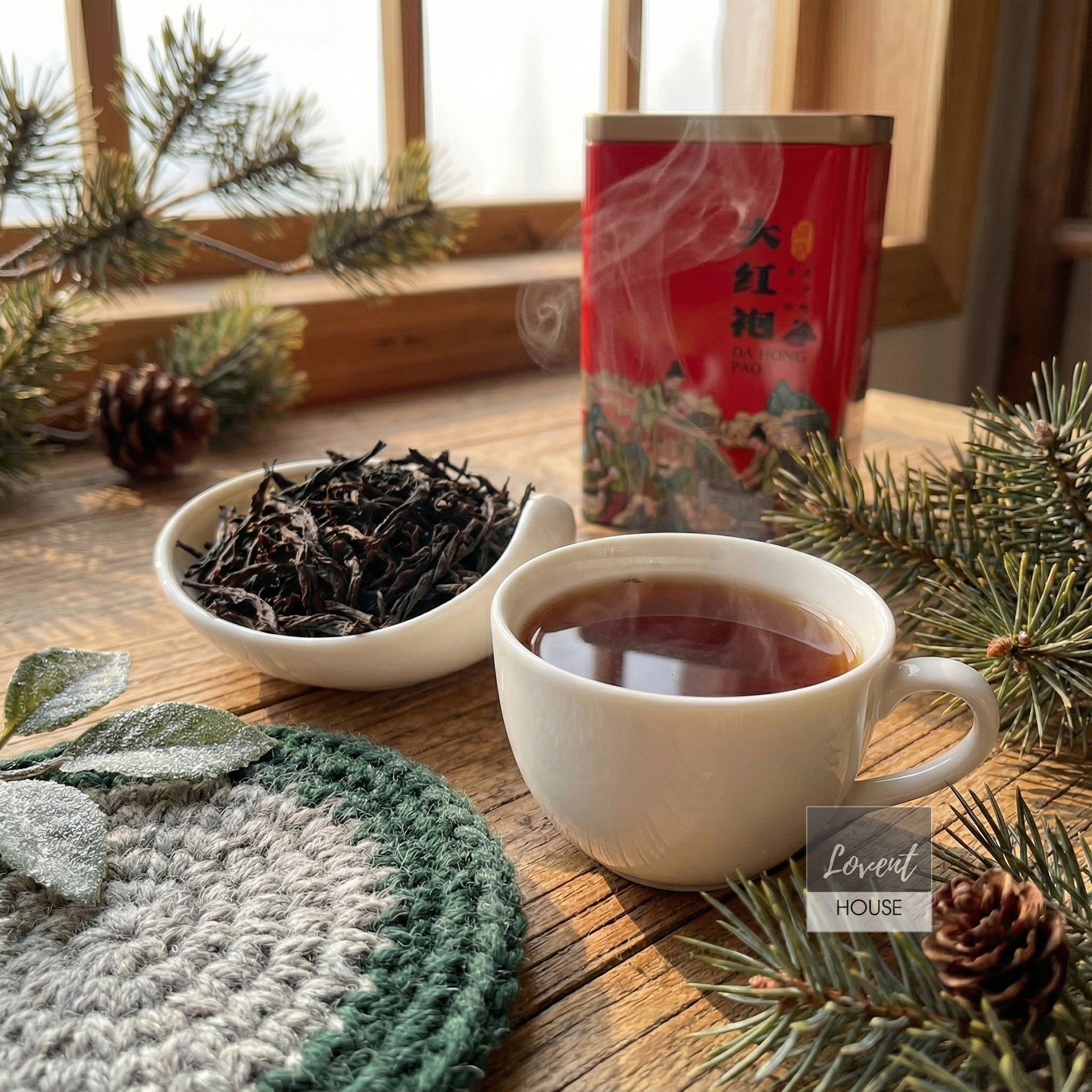 Trà Oolong Đại Hồng Bào Cổ Họa Thanh Sắc hộp thiếc 100g