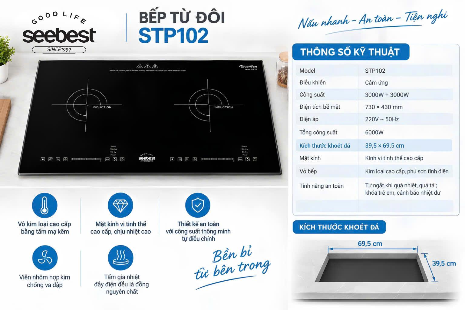 Bếp từ đôi Seebest STP102