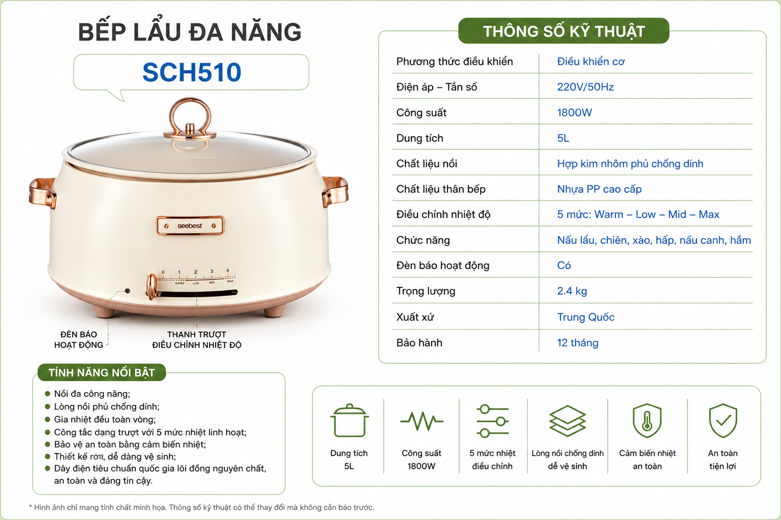 Nồi lẩu đa năng Seebest SCH510