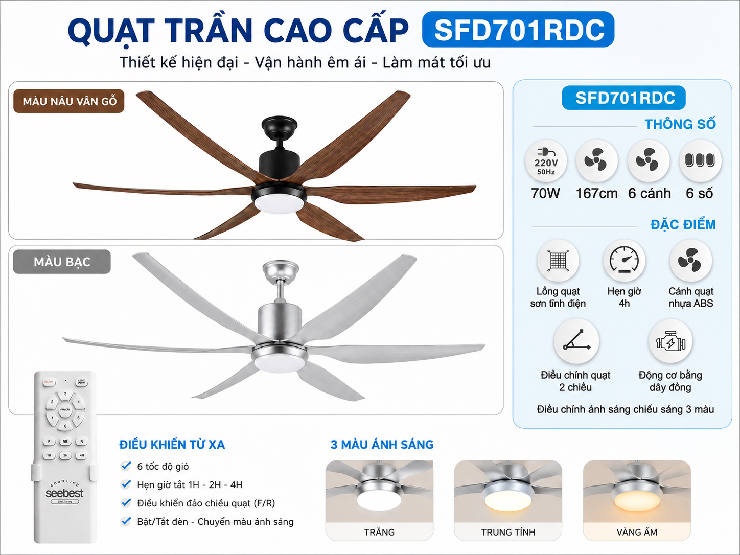 Quạt trần Seebest SFD701RDC