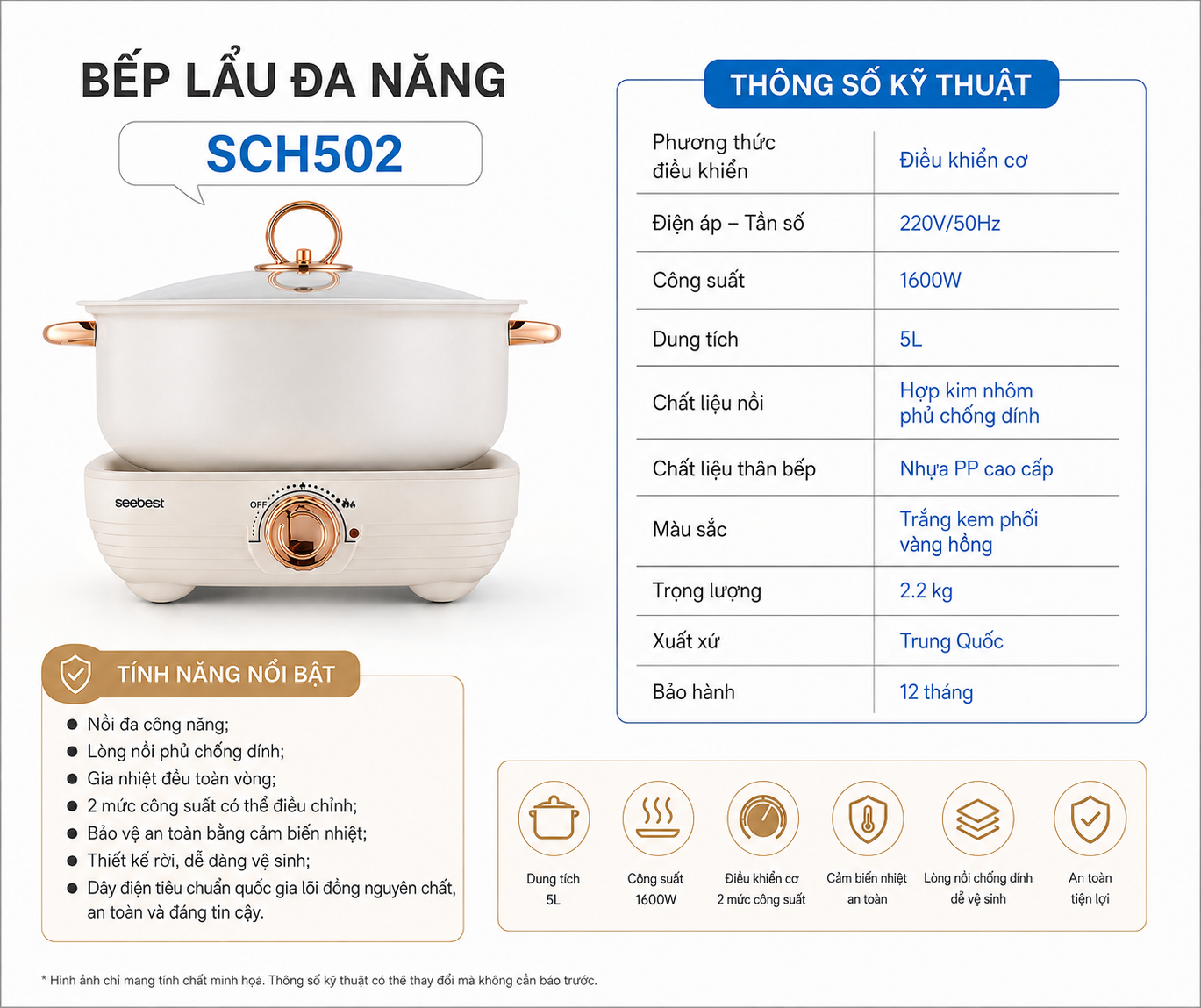Nồi lẩu đa năng Seebest SCH502