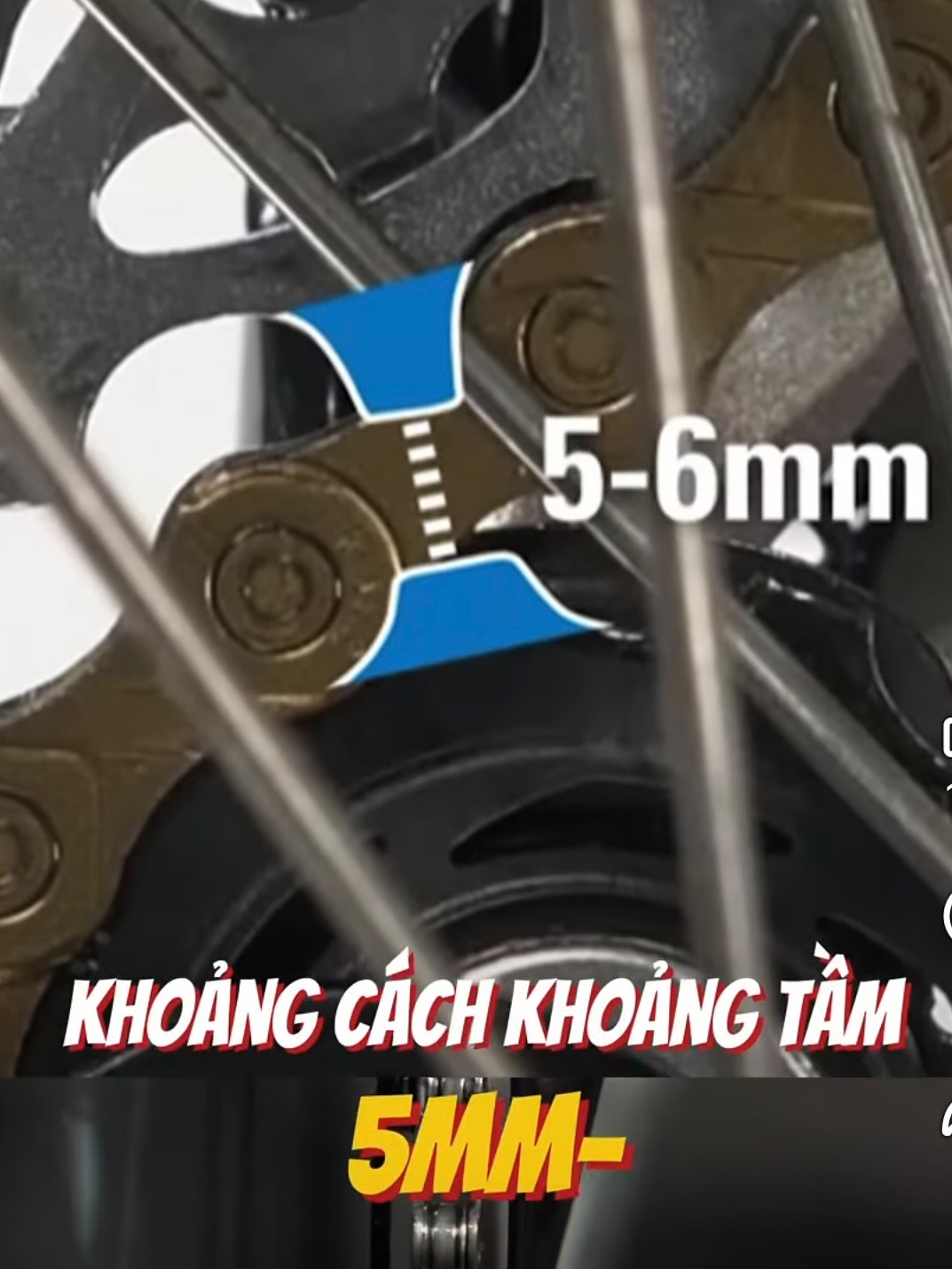 Khoảng cách giữa bánh đề trên & cái răng của líp lớn nhất xe đạp MTB