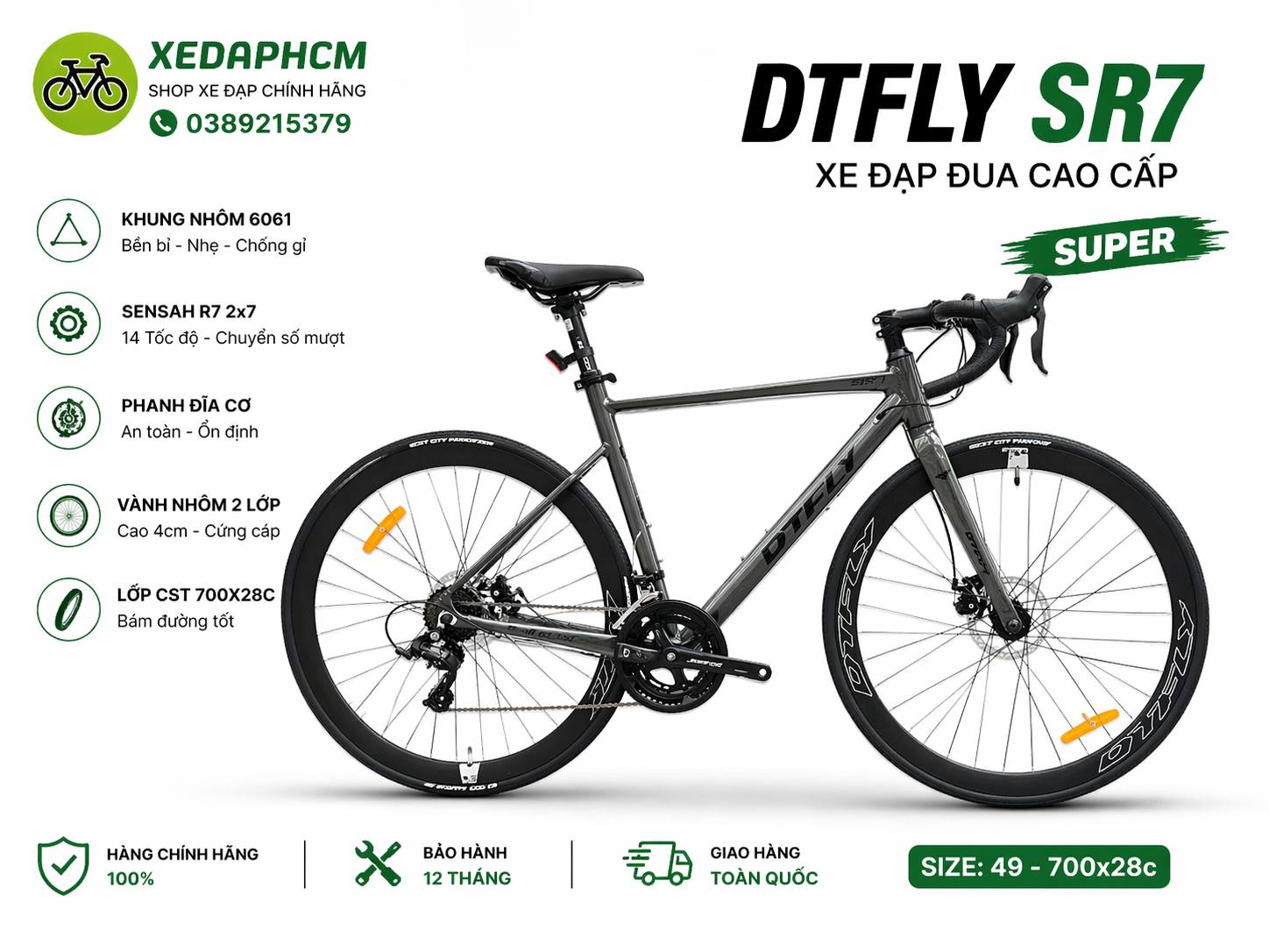 XE ĐẠP ĐUA DTFLY SR7 – GIÁ TỐT, DỄ CHƠI, CẤU HÌNH ỔN ĐỊNH