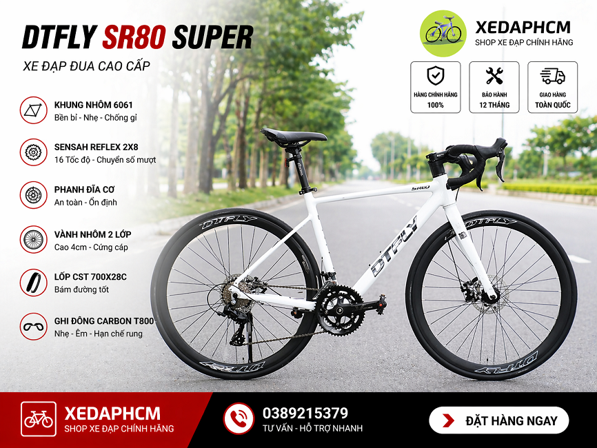 XE ĐẠP ĐUA DTFLY SR80 SUPER – CẤU HÌNH NGON TRONG TẦM GIÁ