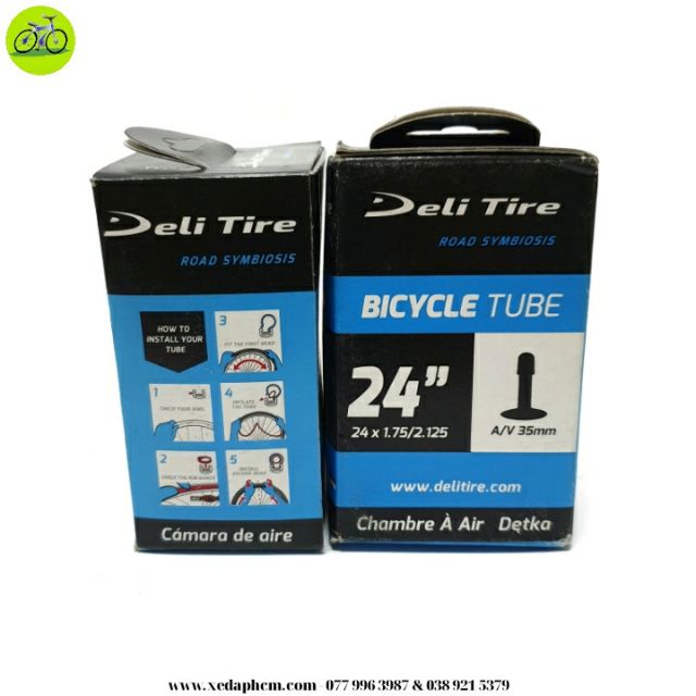 Cặp 2 ruột xe đạp Deli Tire 24 inch AV-48mm van Mỹ