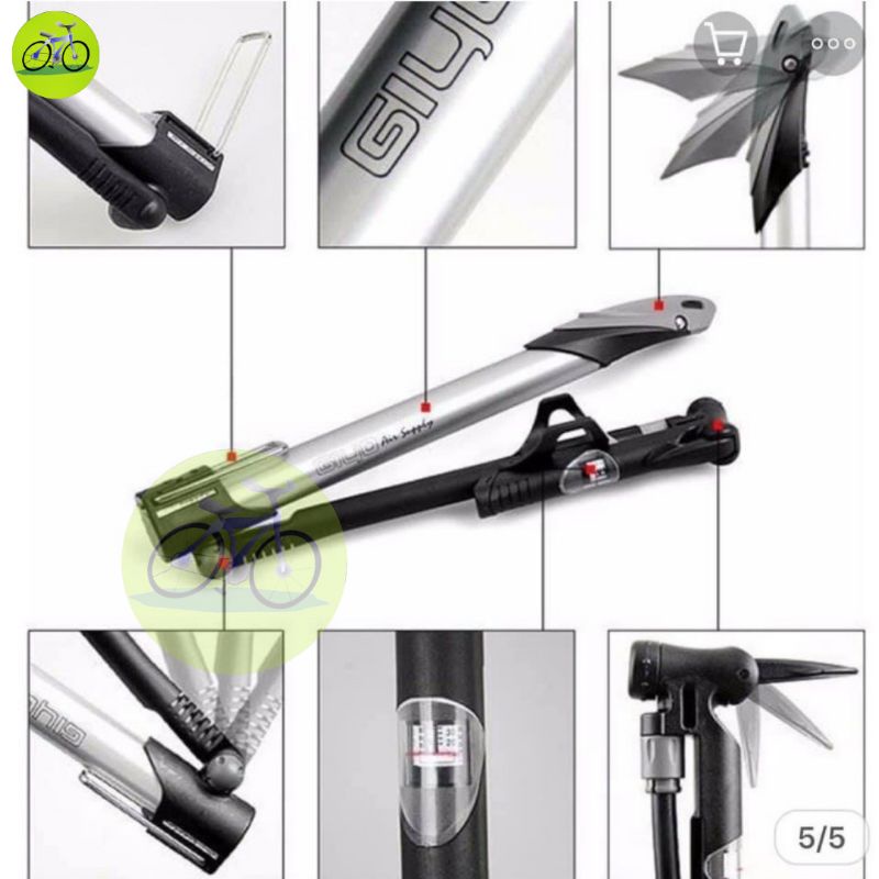 Bơm Xe Đạp Mini Giyo GM-71 Đầu Bum AV/FV 140PSI