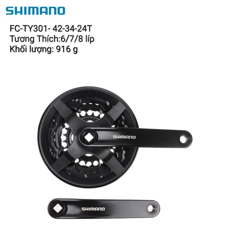 Đùi Dĩa Xe Đạp Thể Thao Nhôm Shimano FC-TY301 trước 3 tầng 42/48T