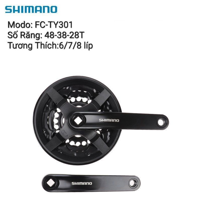 Đùi Dĩa Xe Đạp Thể Thao Nhôm Shimano FC-TY301 trước 3 tầng 42/48T