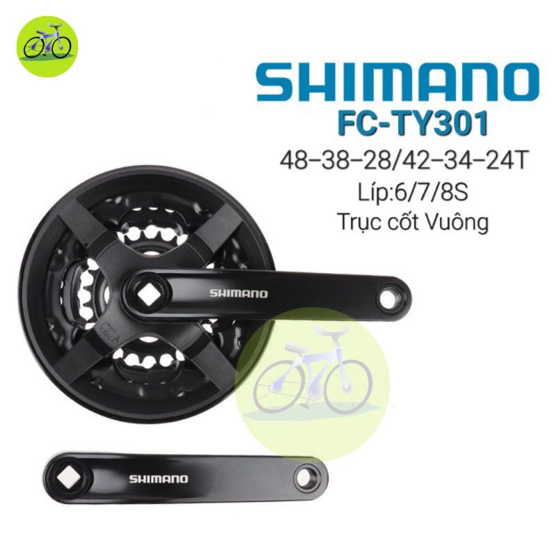 Đùi Dĩa Xe Đạp Thể Thao Nhôm Shimano FC-TY301 trước 3 tầng 42/48T