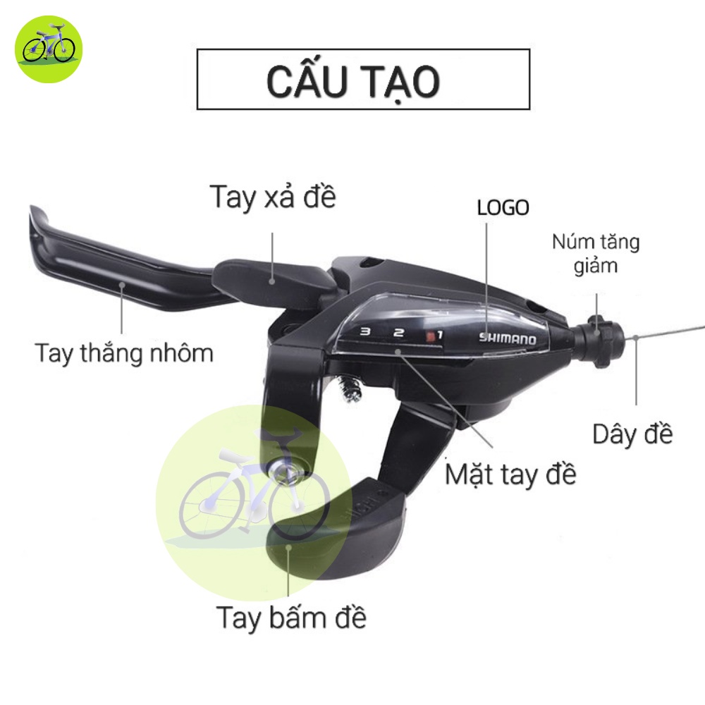 Tay đề xe đạp bấm xả shimano chính hãng 3x7/3x8 speed
