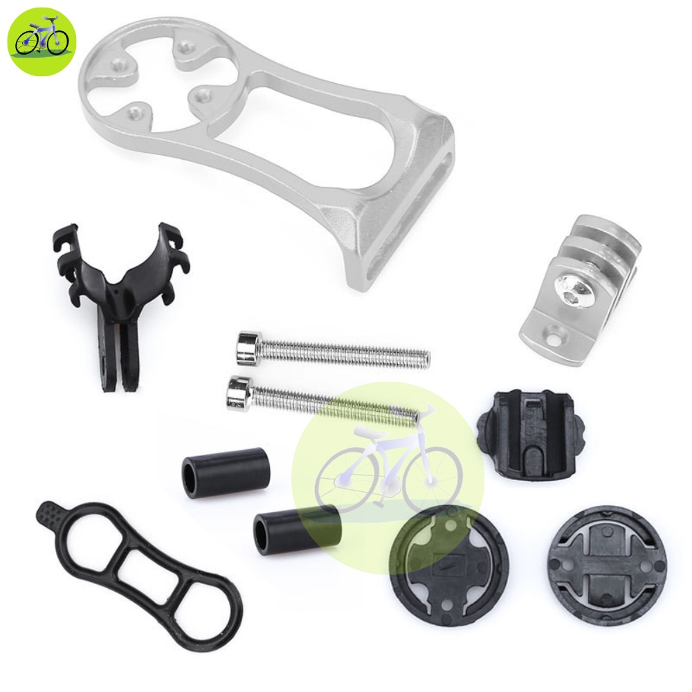 Giá nhôm bắt đồng hồ Cateye, Garmin, Bryton kèm giá đèn cho xe đạp