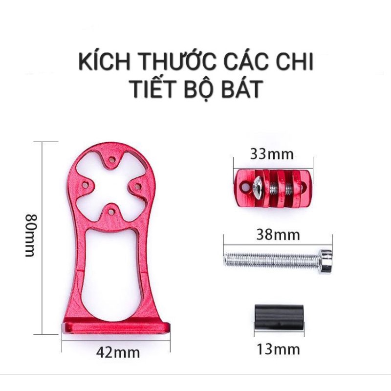 Giá nhôm bắt đồng hồ Cateye, Garmin, Bryton kèm giá đèn cho xe đạp