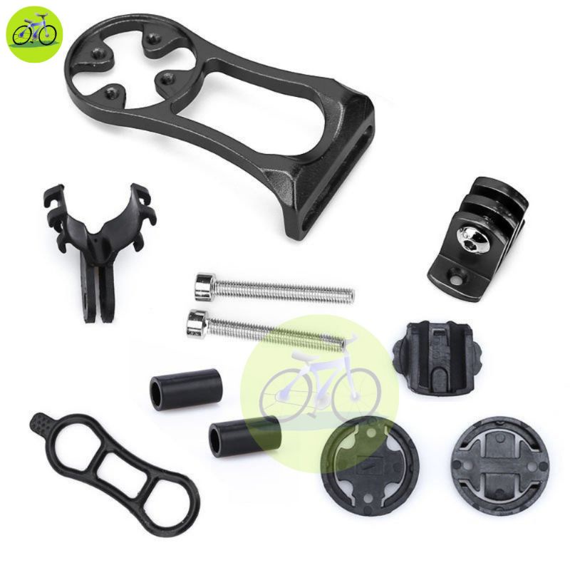 Giá nhôm bắt đồng hồ Cateye, Garmin, Bryton kèm giá đèn cho xe đạp