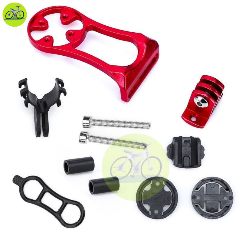 Giá nhôm bắt đồng hồ Cateye, Garmin, Bryton kèm giá đèn cho xe đạp