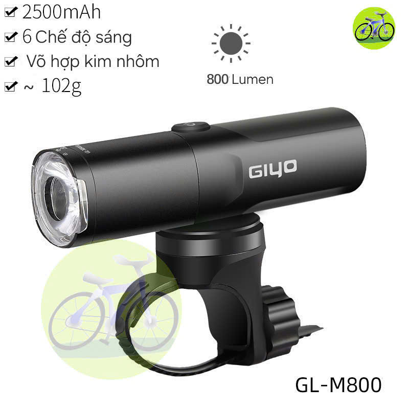 [HCM] Đèn Pha Xe Đạp Siêu Sáng Giyo Độ Sáng 400-800 Lumens, Vỏ Hợp Kim Nhôm Cao Cấp