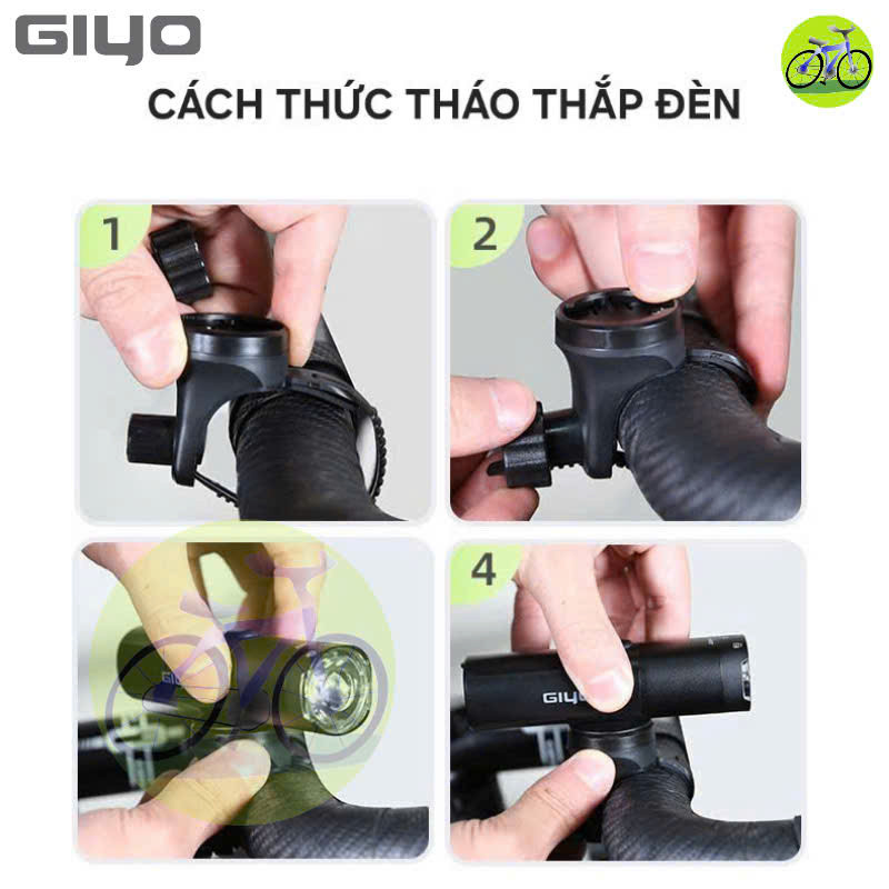 [HCM] Đèn Pha Xe Đạp Siêu Sáng Giyo Độ Sáng 400-800 Lumens, Vỏ Hợp Kim Nhôm Cao Cấp