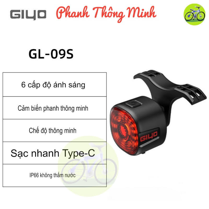 [Giyo HCM] Đèn hậu xe đạp GL09, GL09s, CX-TL01 thời gian sáng lên tới 100 giờ, chống nước ip66
