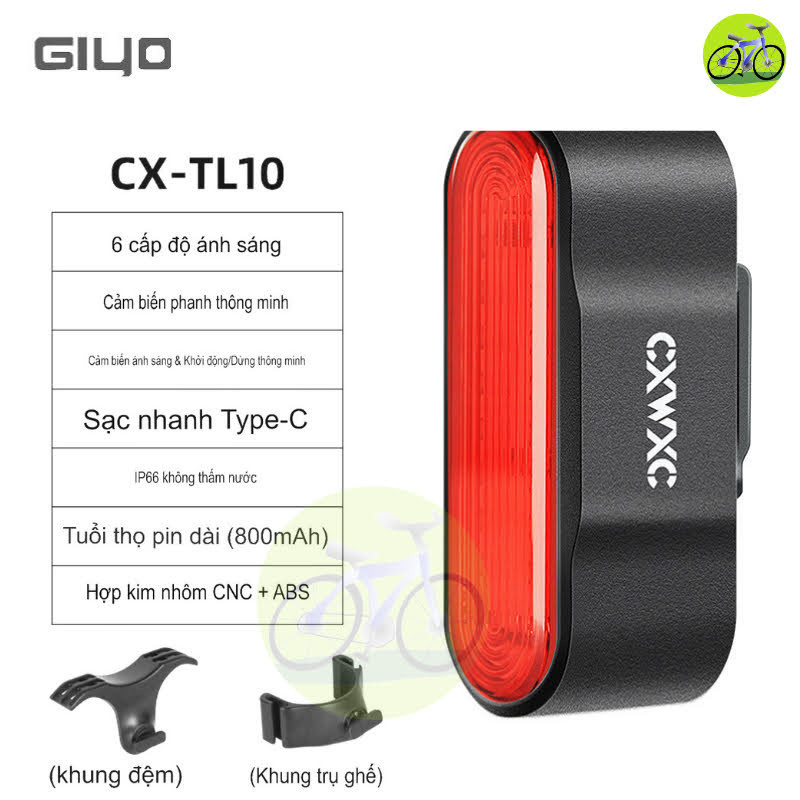 [Giyo HCM] Đèn hậu xe đạp GL09, GL09s, CX-TL01 thời gian sáng lên tới 100 giờ, chống nước ip66