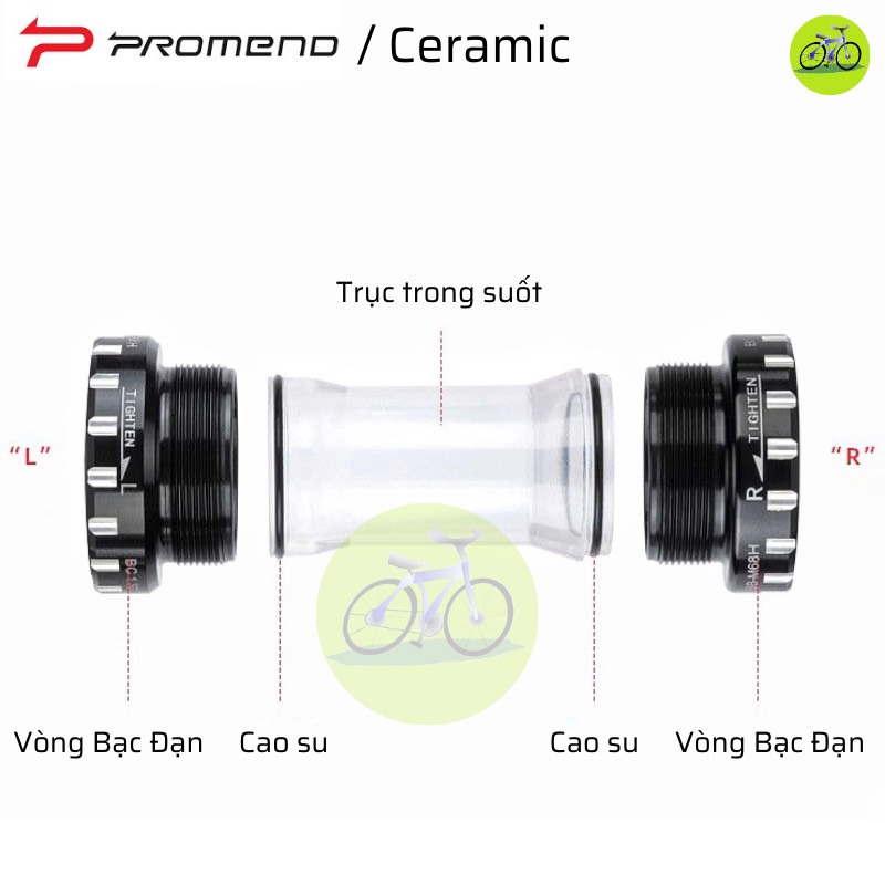 [HCM] BB Vặn ép Trục giữa bạc đạn Ceramic Promend / Xe đạp thể thao R68H R86H M68H M92H