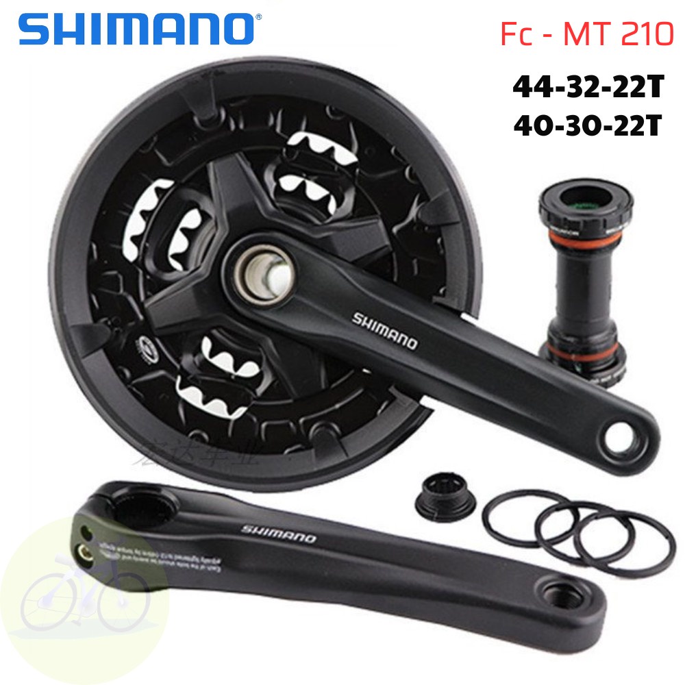 [HCM] Đùi đĩa Shimano trục rỗng 3 tầng FC-MT210 / Bộ giò đĩa xe đạp 40T Và 44T kèm BB vặn MT500