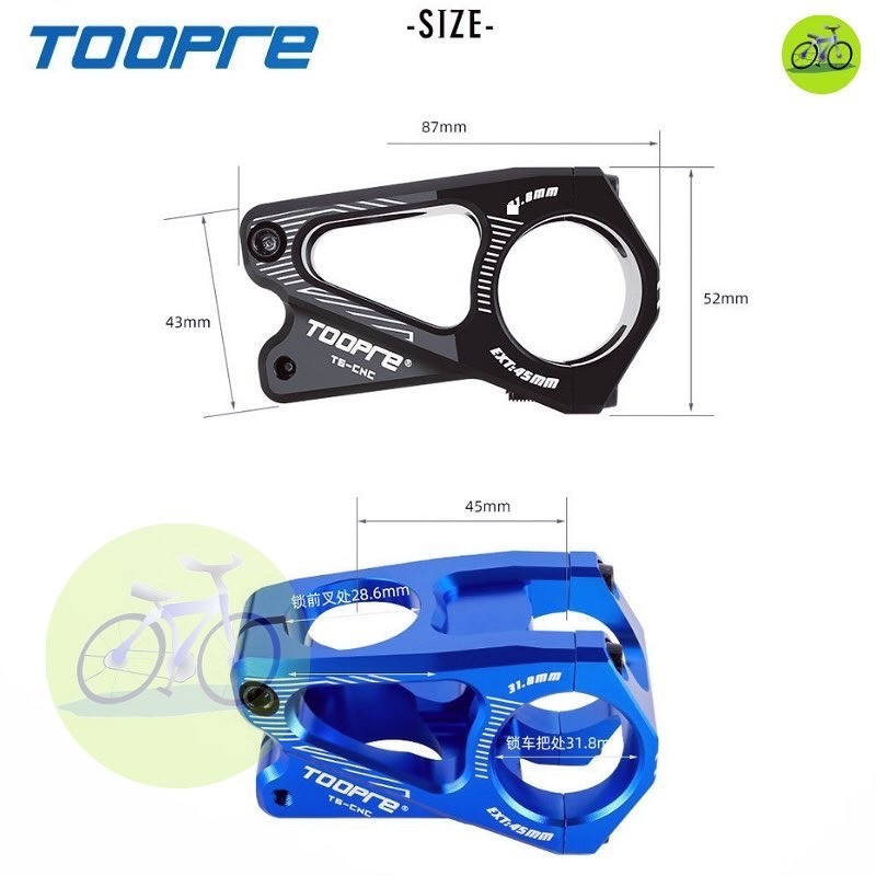 [HCM] Potang xe đạp ngắn Toopre 28.6/31.8mm Pô tăng thu ngắn cắt CNC Siêu nhẹ rỗng 45MM