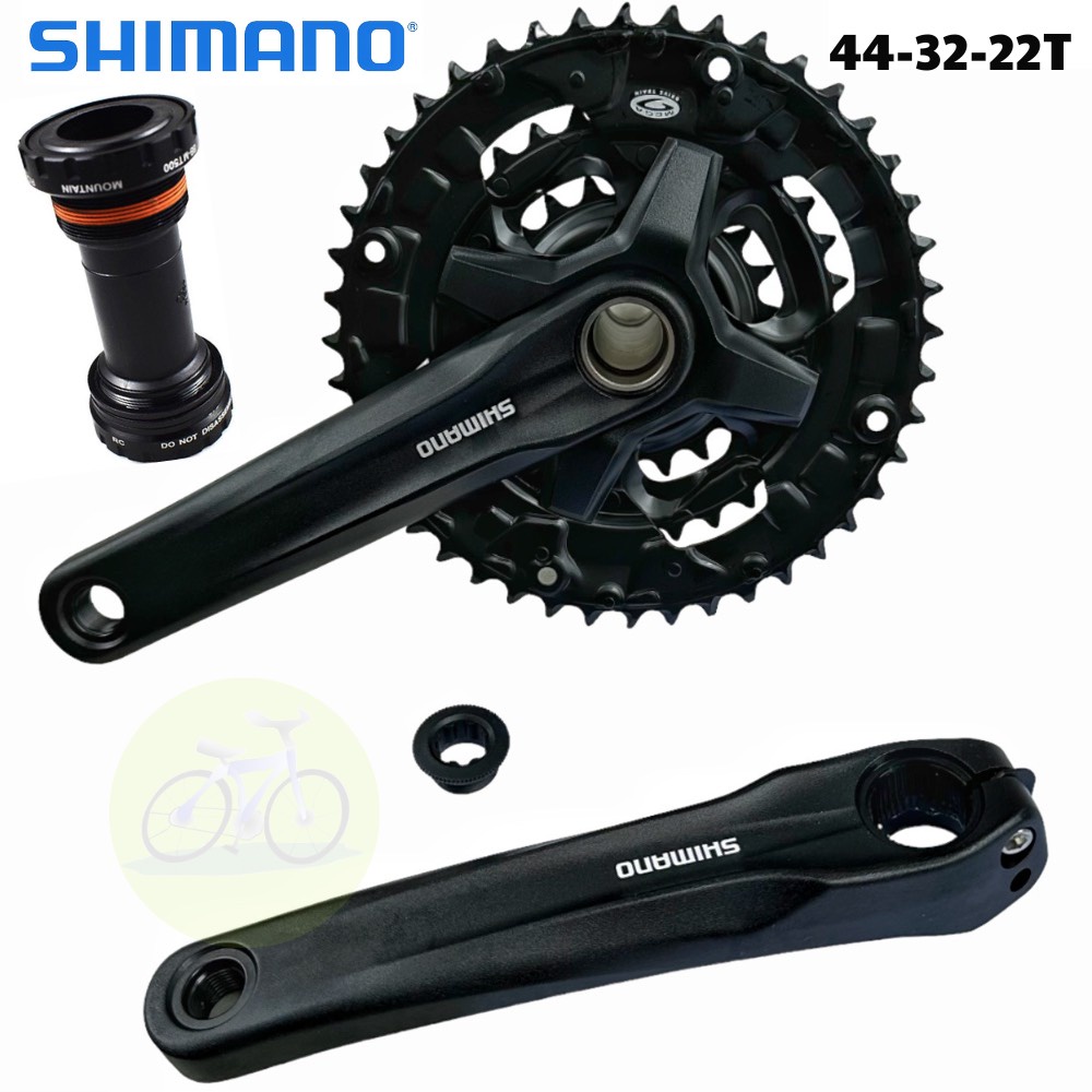 [HCM] Đùi đĩa Shimano trục rỗng 3 tầng FC-MT210 / Bộ giò đĩa xe đạp 40T Và 44T kèm BB vặn MT500