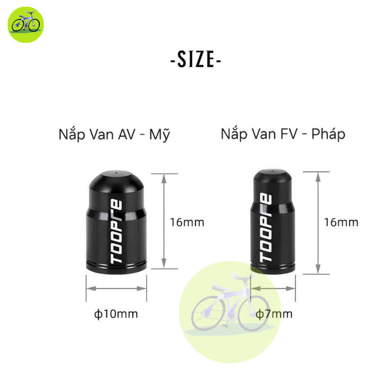 [HCM] Nắp chụp van xe đạp Nhôm Toopre/ Đầu bịt chân Van pháp FV Van Mỹ AV - 2 Nắp