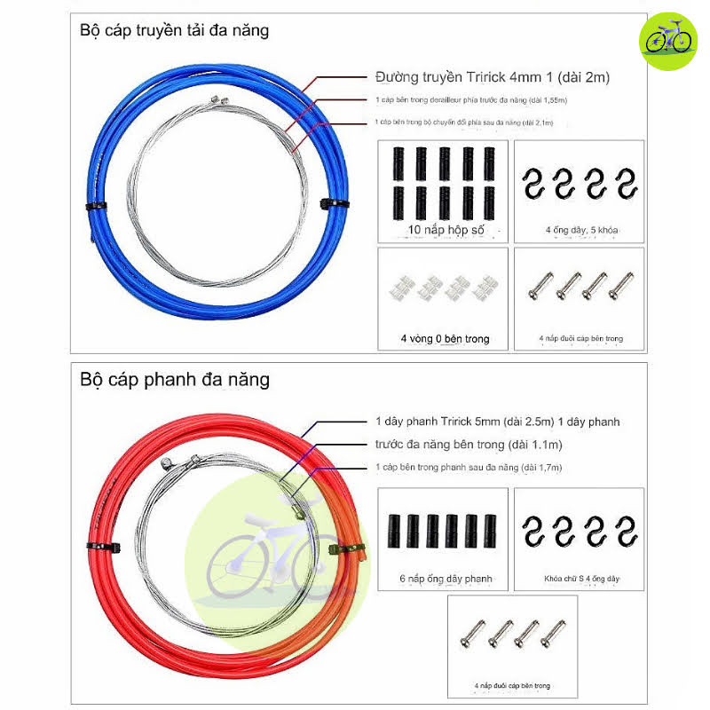 [HCM] Bộ vỏ + ruột dây đề / Dây thắng TRLREQ Đủ Màu / Sét vỏ ruột đề thắng xe đạp