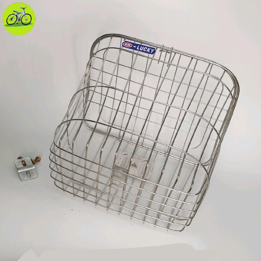 [HCM] Giỏ Rổ Xe Đạp Có Nắp Đậy Inox Không Rỉ Có Kèm Ốc