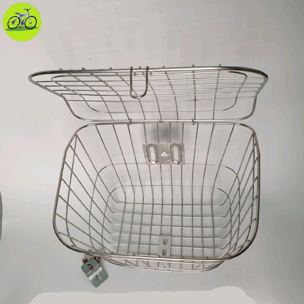 [HCM] Giỏ Rổ Xe Đạp Có Nắp Đậy Inox Không Rỉ Có Kèm Ốc