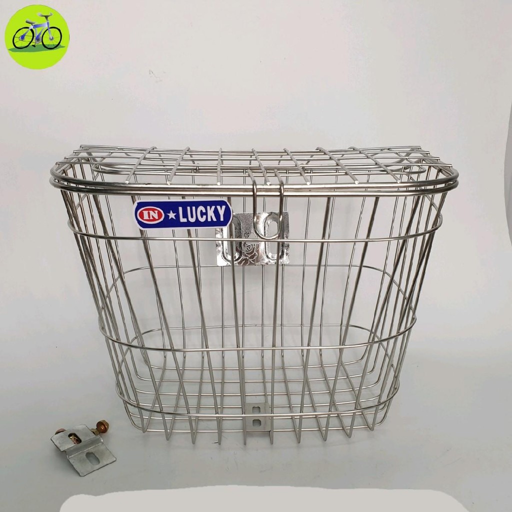 [HCM] Giỏ Rổ Xe Đạp Có Nắp Đậy Inox Không Rỉ Có Kèm Ốc
