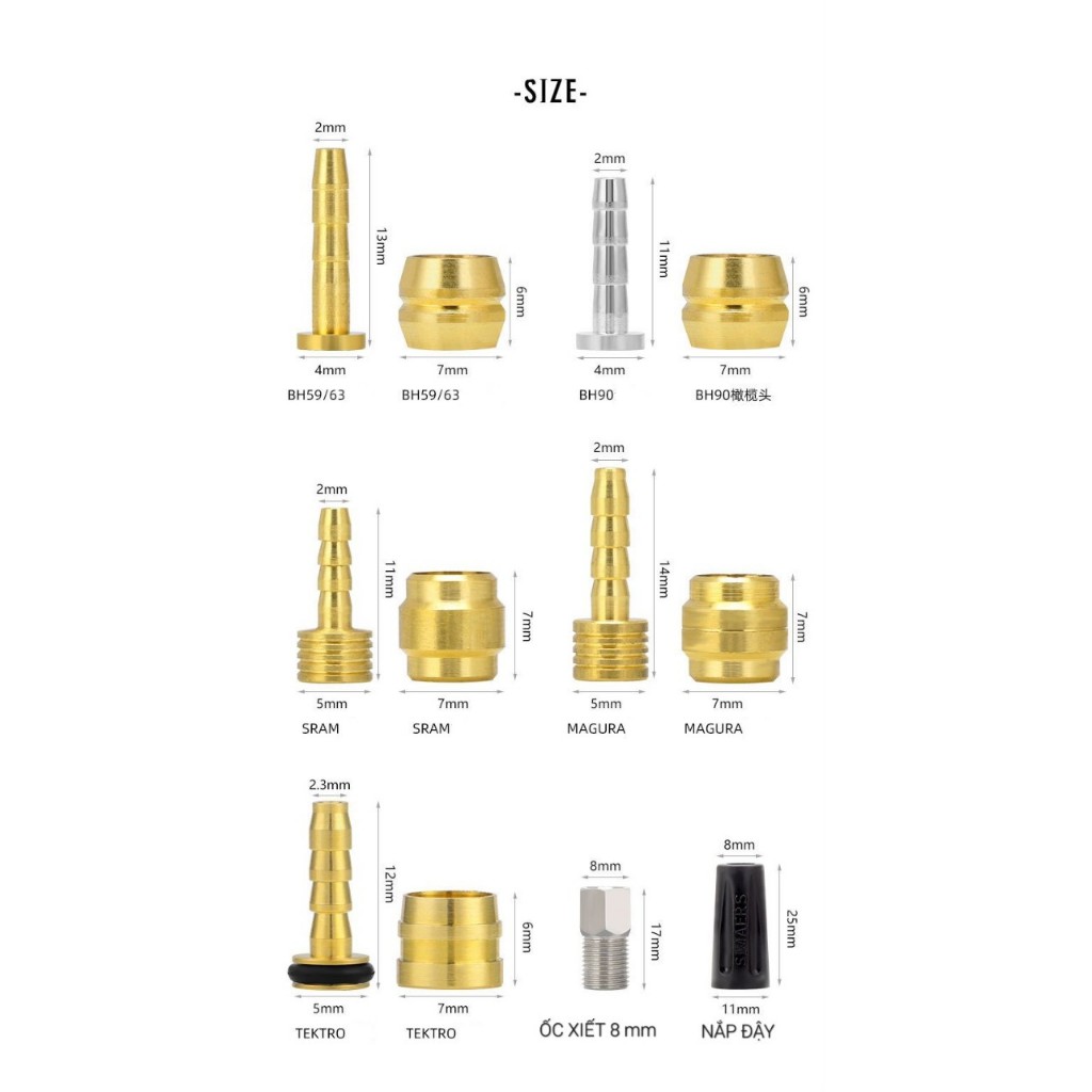 [HCM] Đầu bơm kim bắp thắng dầu xe đạp / Kim dầu phanh thủy lực Toopre Shimano Tektro Sram