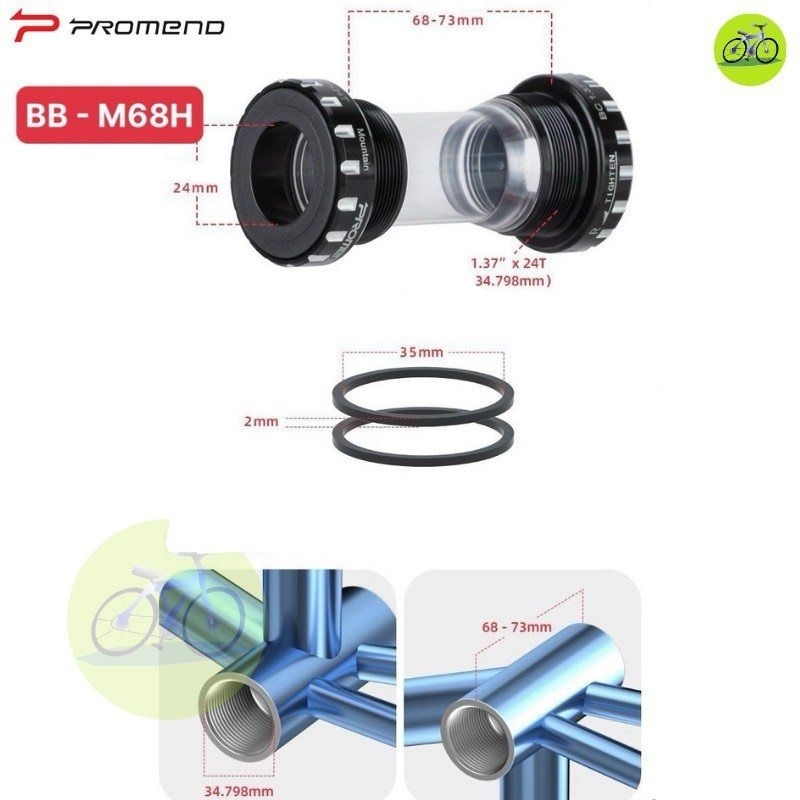 [HCM] BB Vặn ép Trục giữa bạc đạn Ceramic Promend / Xe đạp thể thao R68H R86H M68H M92H