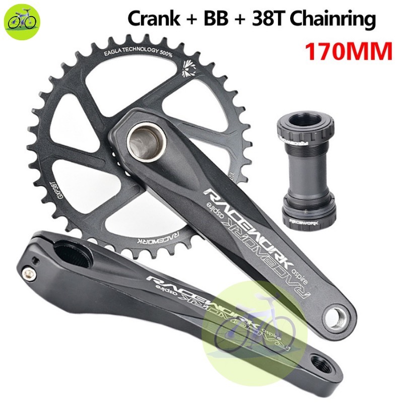 [HCM] Đùi đĩa trục rỗng 1 tầng Racework CNC mặt đĩa 34T 36T 38T / Bộ giò đĩa rỗng đơn Sram nhôm