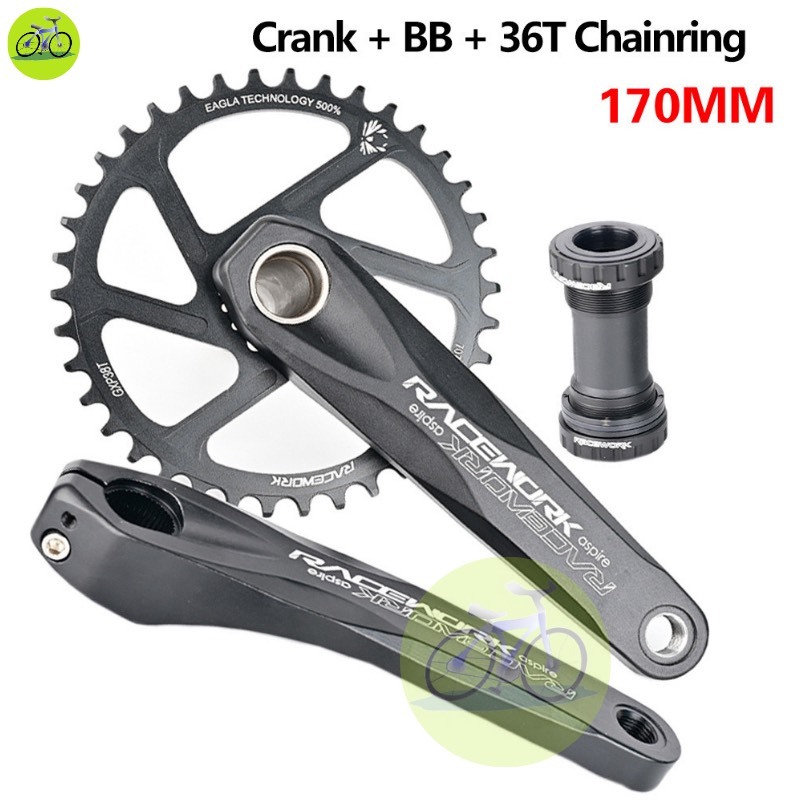[HCM] Đùi đĩa trục rỗng 1 tầng Racework CNC mặt đĩa 34T 36T 38T / Bộ giò đĩa rỗng đơn Sram nhôm