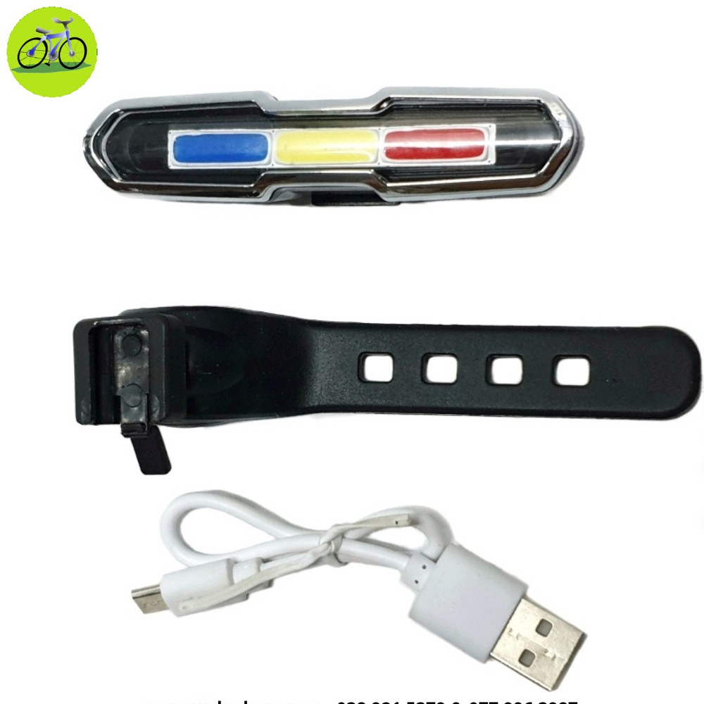 Đèn đuôi xe đạp 3 màu siêu sáng cáp sạc USB