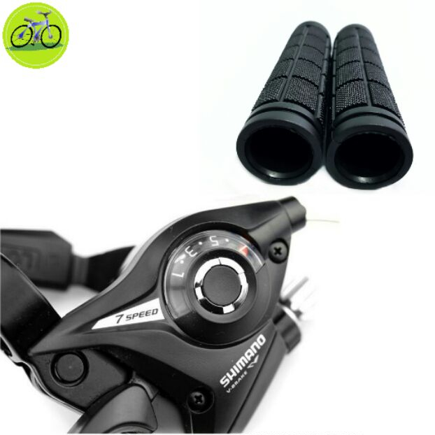 Combo tay đề bấm xả shimano 3x7 và bao tay nắm cao su xe đạp
